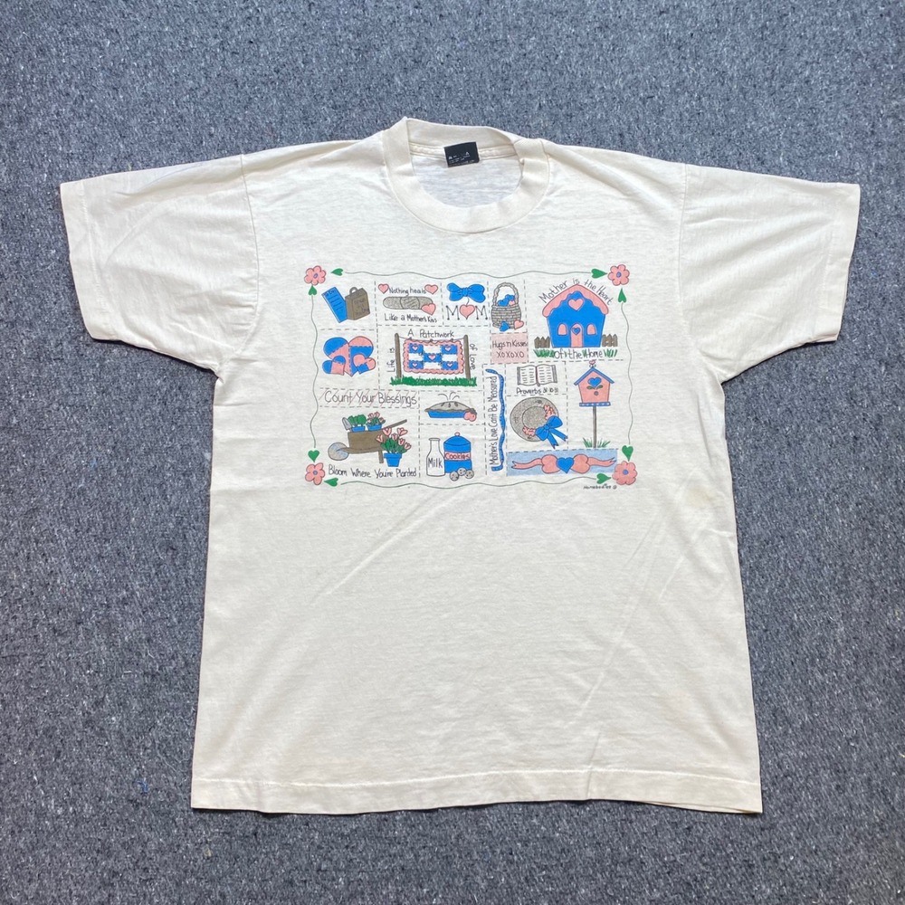 Vintage Screen Stars Best Shirt Sz L Womens White 80s Single Stitch Mother Quilt